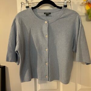 wild fable Light Blue Button-Front Short-Sleeve Cardigan